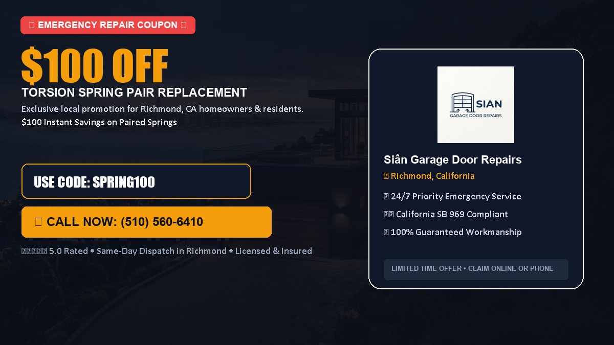 $100 OFF Heavy-Duty Torsion Spring Pair Replacement in Richmond, CA